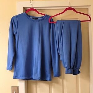 *NWOT* Sherpa Lined Lounge Set 2-Piece Sweatshirt Shirt Joggers Medium Blue